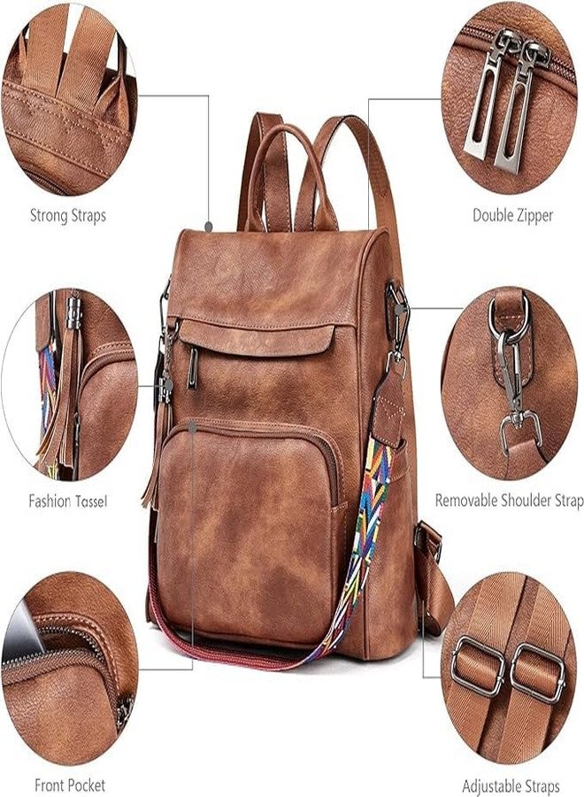 TrueArch Anti-Theft Leather Backpack & Purse for Women | Combo Pack | Shoulder Bag for Women and Girls | College Bag for Girls | Multipurpose Travel Bag | Durable | PU Leather (Tan) - Image 3
